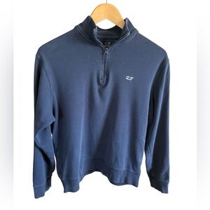 Vineyard Vines Men’s Quarter 1/4 Zip Pullover Sweatshirt Blue Whale Logo, Small